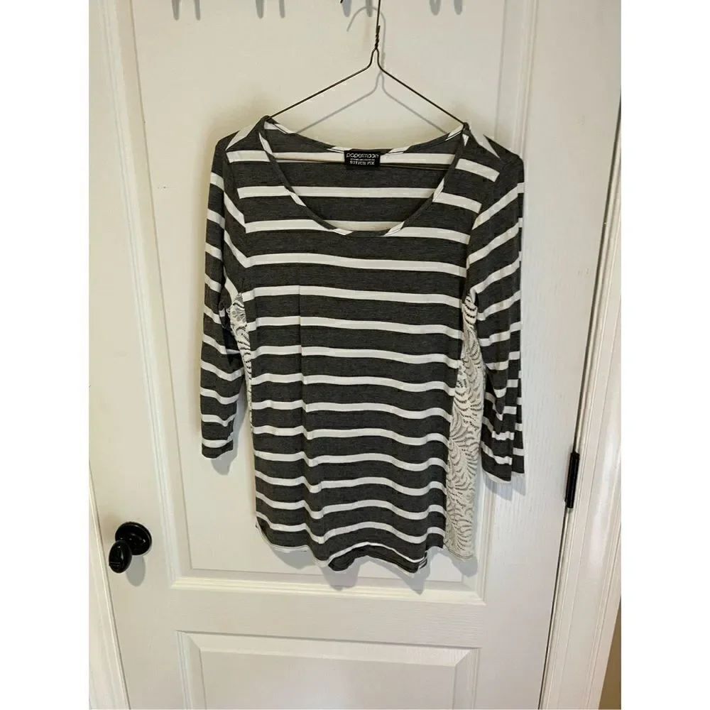 Papermoon from Stitchfix striped top with lace side detail